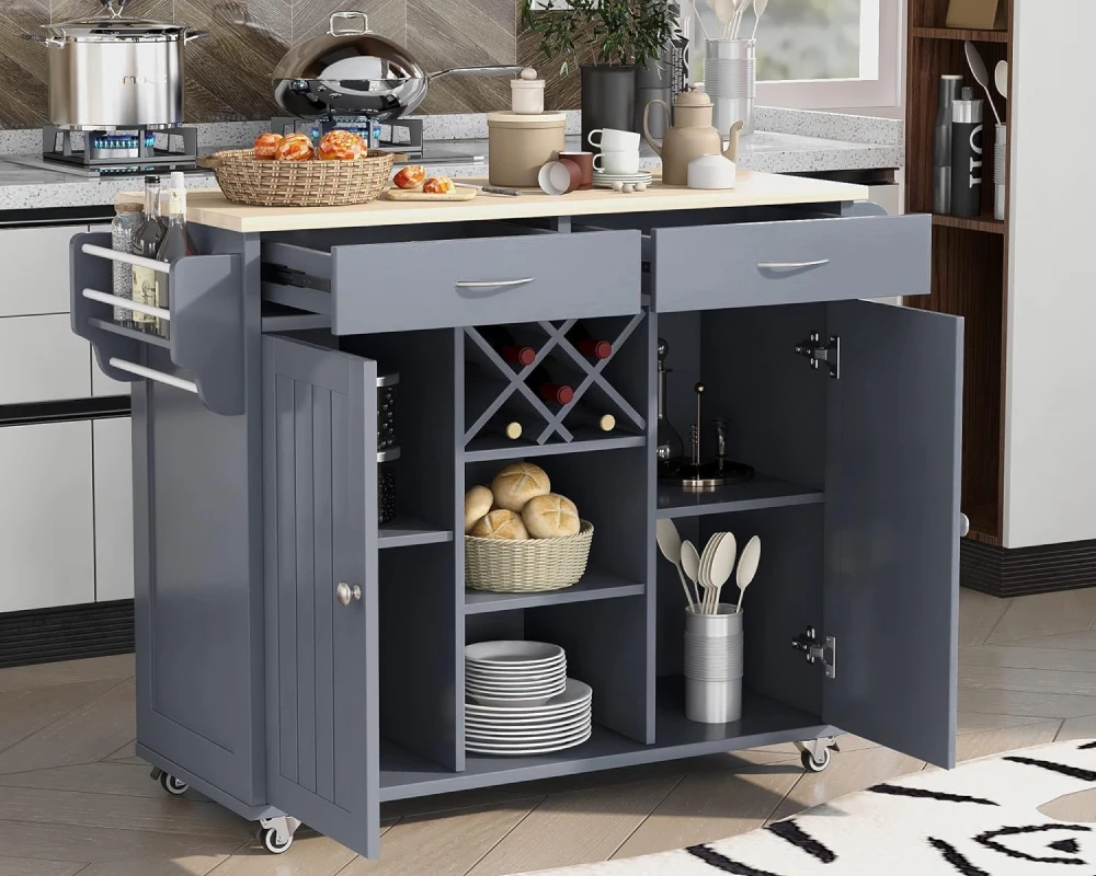 rolling kitchen island with storage